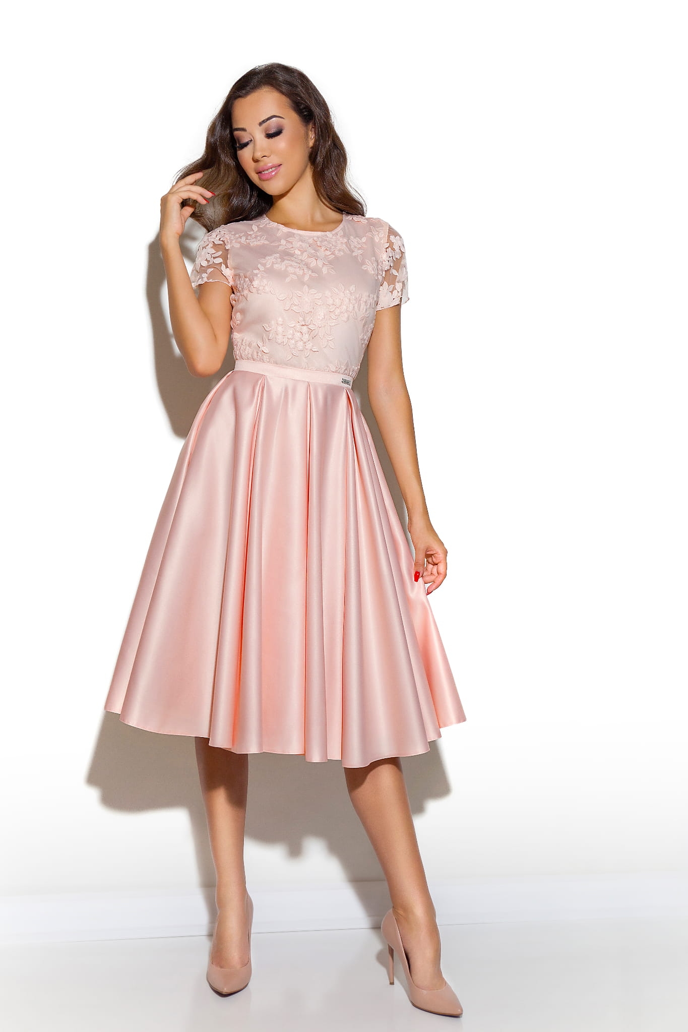 LAURA - Różowa sukienka midi