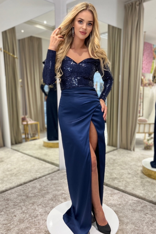 Długa suknia wieczorowa z cekinami 3