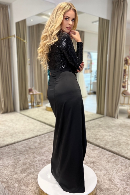 Dwuczęściowa czarna sukienka wieczorowa 2