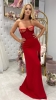 Długa czerwona i dopasowana suknia z gorsetem Iva