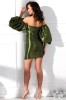 Zielona sukienka mini z bufiastymi rękawami 2