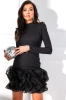 Czarna sukienka mini z drapowaniem i długimi rękawami 3
