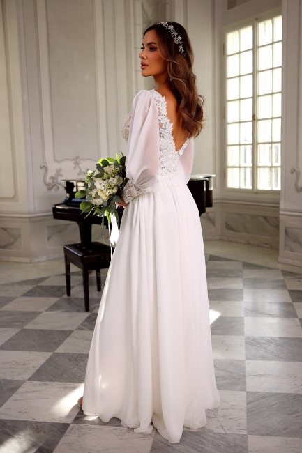 EMILY - Suknia ślubna z szyfonu muślinowego z rękawami 2