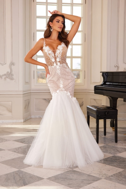 ZUZA - Suknia ślubna na cielistym podbiciu