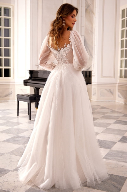 MADELAINE - suknia ślubna z rękawami tiulowymi 2