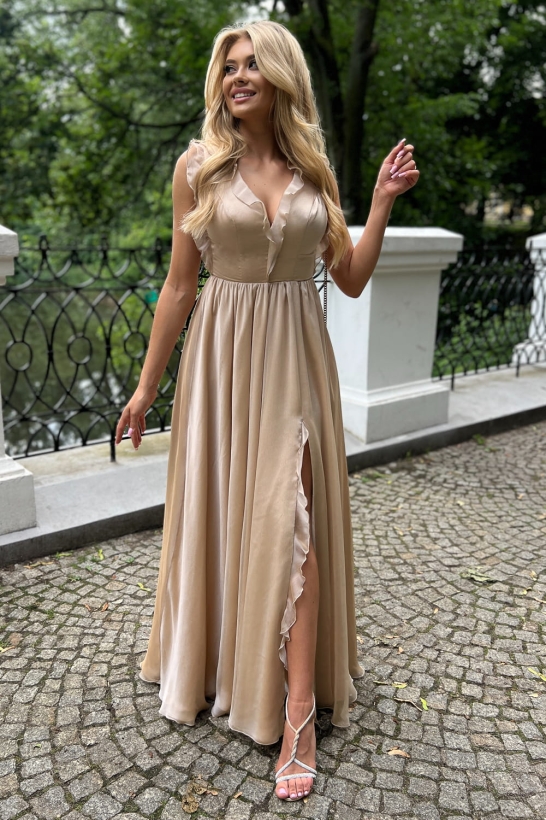 GABRIELA - Długa suknia z falbanami