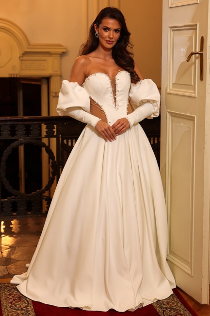 ISOLDE - suknia ślubna bufiaste rękawki